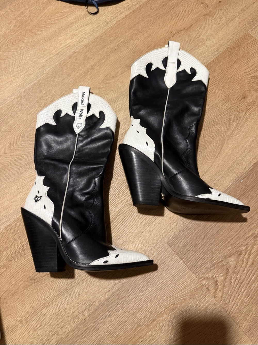 Naked Wolfe Yellow & Orange Heeled Boots - Picture 2 of 4